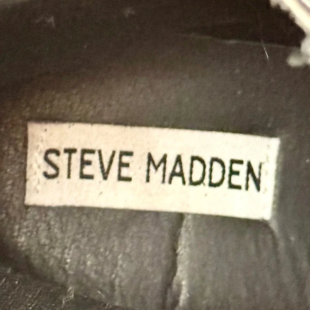 Steve Madden Vintage Black Patent Platform Ankle Boots Block‎ Heel Lug Sole 10M